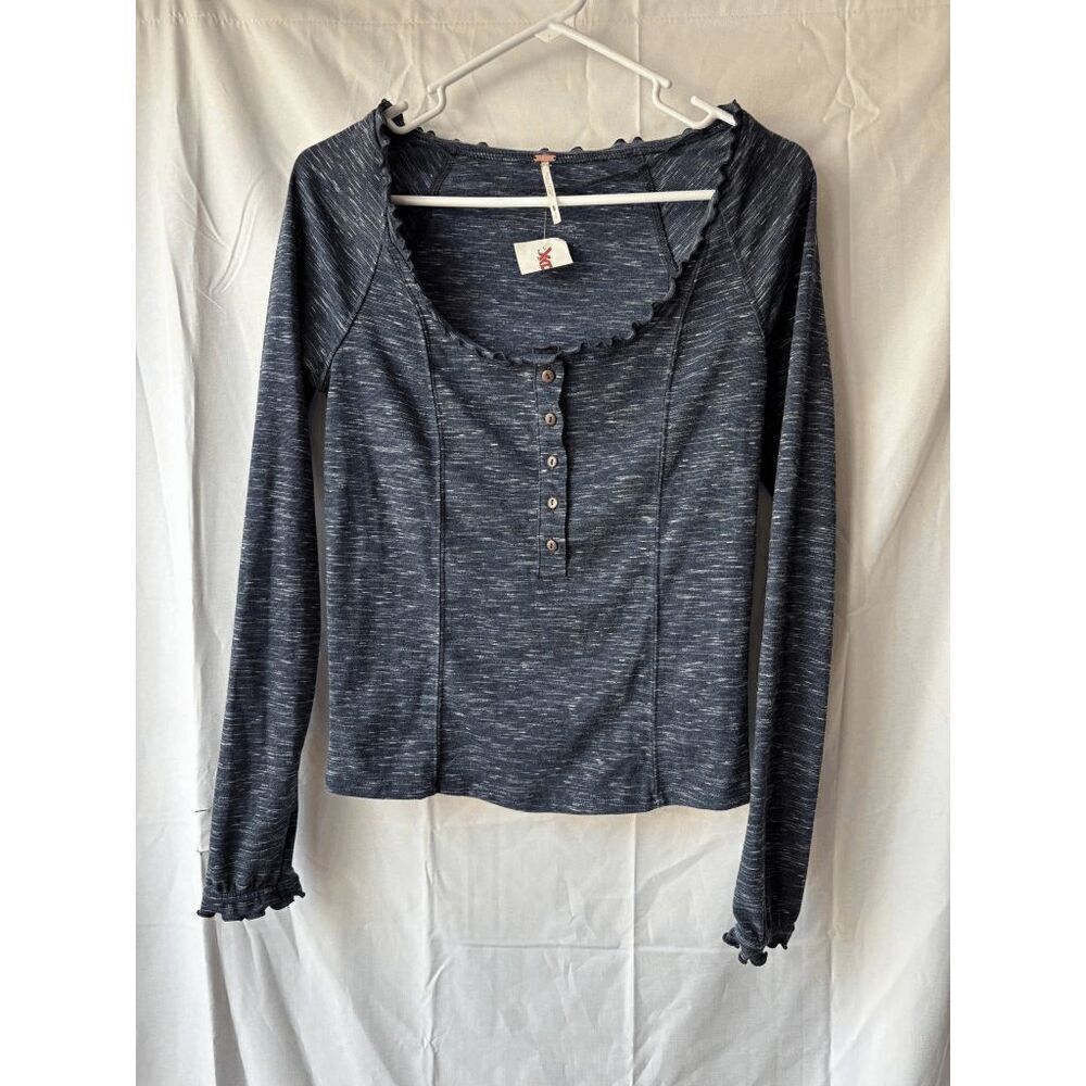 Free People Roxy Henley in Blue Gray Size Small